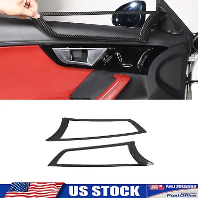 ABS Carbon Fiber Interior Door Handle Frame Trim Cover Fits Jaguar F-TYPE 13-24 • $62.99