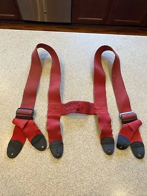 $40 • Buy Firefighter Suspenders Red Adjustable Size Turnout Pants Globe H Style READ