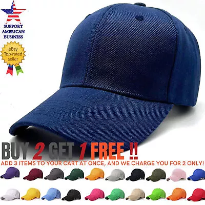 Solid Plain Baseball Cap Trucker Hats Blank Hat Ball Men Women Adjustable Size • $6.95