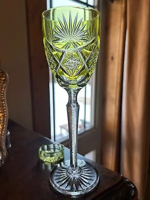 Gorgeous Lime Green Cut To Clear Cut Crystal-zipper-8.75 H-taller Goblet-e/c • $35