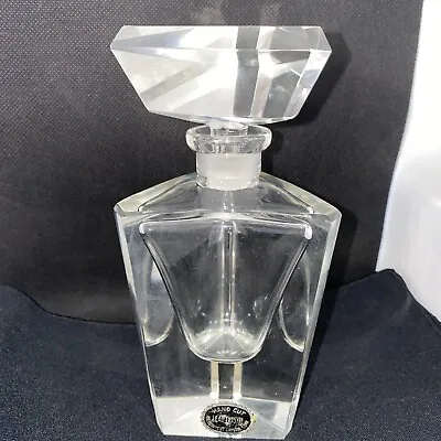 American Cut Crystal Corp Glass Bottle Lead Crystal Perfume Empty Vintage 6”1/4 • $37