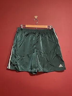 Vintage Y2k Adidas Satin Soccer Shorts Men's Large Green Flaws • $55