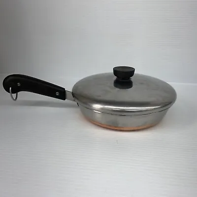 Revere Ware Copper Clad Bottom 8 Inch Skillet Fry Pan With Lid 2363973 • $28.92