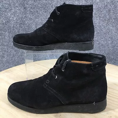 Via Spiga Boots Womens 7 Casual Comfort Desert Ankle Bootie Black Suede Lace Up • $20.99