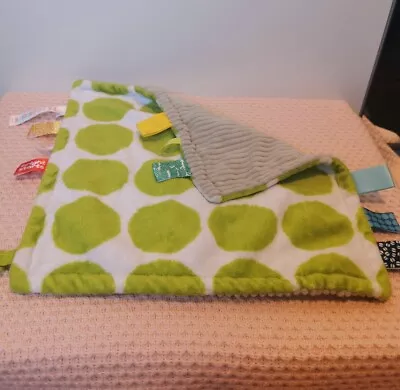 Bright Starts Taggies Green Circles Grey Ridged Comforter Soother Blanket • £9.95