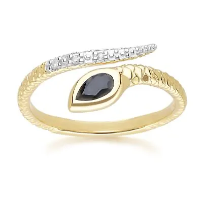ECFEW™ Sapphire & Diamond Snake Ring In 9ct Yellow Gold • £170