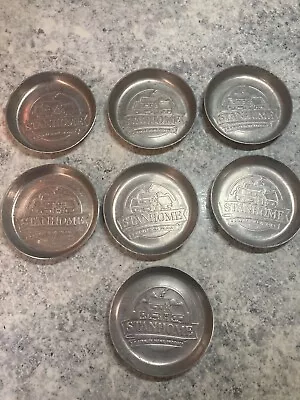 Lot Of 7 Vintage Stanhome STANLEY HOMES Aluminum Metal Cocktail Drink Coasters • $12.99