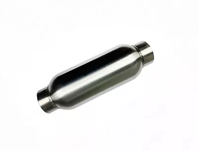 Exhaust Muffler Resonator 2.5  In/Out 12  L Universal Silencer Stainless Steel • $37.87