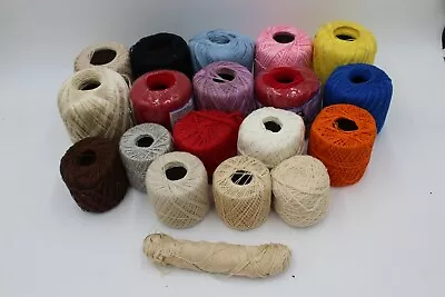 Vintage Cotton Thread 19 Balls Some New Used Colors Red Crochet Tatting Quilt • $11.66