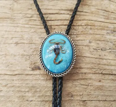 Blue Scorpion Bolo Tie Wedding Necklace For Men Groomsmen Western Cowboy • $23.85