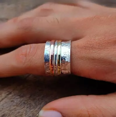 £8.60 • Buy Solid Spinner Ring, Meditation Ring, Silver Spinning Ring, Thumb Ring G02