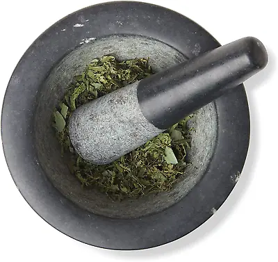 7 Inch Mortar And Pestle Set Large Grinding Bowl For Herb Spice Granite Black • $42.85