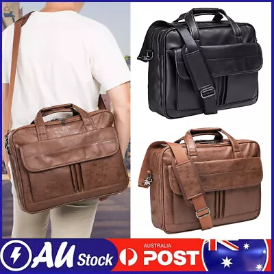 Men's Genuine Leather Laptop Messenger Briefcase Bag Vintage Handmade Satchel AU • $58.99