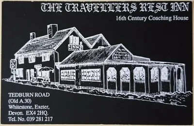ADVERT Postcard - THE TRAVELLERS REST INN 16th Cent. Coaching House Whitestone • £2.60