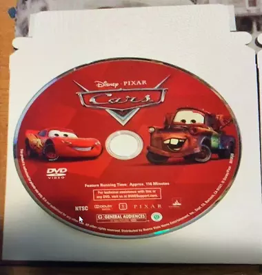 Cars DVD ...DISC ONLY..NO ART WORK INCLUDED!!!! • $2.99