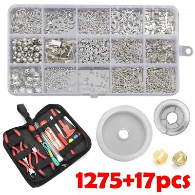 £10.79 • Buy 1292PC Jewellery Making Findings Kit DIY Wire Pliers Set Tools Necklace Repair