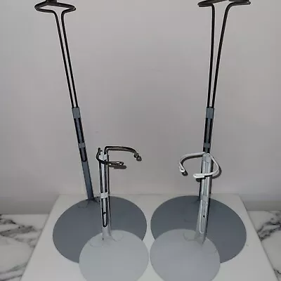 (Lot Of 4) Kaiser Doll/Figure Stands~ 2= 7in Base Dk Gray 2= 4.5in Base Lt Gray • $29.89