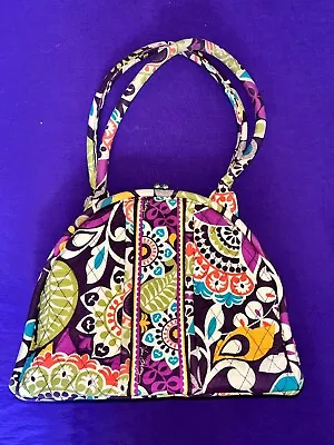 VERA BRADLEY 13”x 10”x 4” Carpet Bag Quilted Handbag Bag Purse Fuchsia Green + • $45