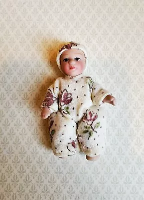 Dollhouse Miniature Baby Doll Porcelain Moveable 1:12 Scale Sleeper Cap • $7.25