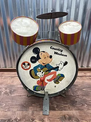 Vintage 1950s Mickey Mouse Club Disney Drum Set - Country Western - Rare Find • $349