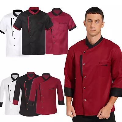 UK Unisex Men Women Breathable Chef Jacket Cooking Coats Chef Work Uniform • £8.99