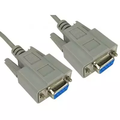 10m Long Serial Cable 9 Pin RS232 Female To Female D9 DB9 Null Modem Lead • £7.89