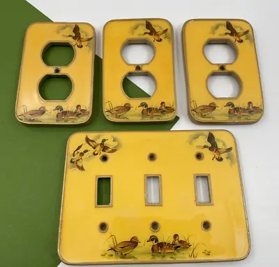 Vintage Bucklers Triple Light Switch Double Outlet Cover HEAVY Metal  Ducks • $59.95