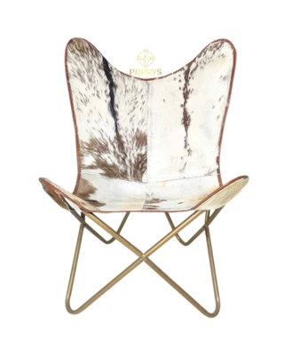 Arm Chair-Genuine Goat Hair RelaxingBrown & White Leather Lounge Chair PL2-179 • $266.31