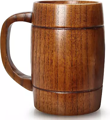 18 Oz Large Wooden Beer Mug Best Wood Drinking Cup Wooden Tankard Beer Glass Ste • $27.88