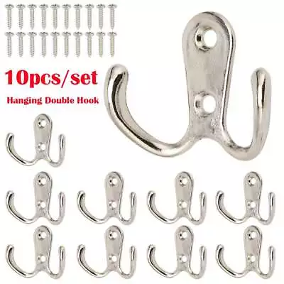 10pcs Vintage Hanging Double Hook Clothes Hat Coat Robe Wall Door Hangers Hooks • $9.20