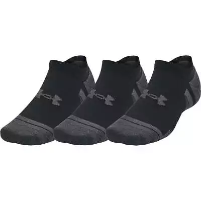 Under Armour Unisex Performance Tech (3 Pack) No Show Socks Gym - Black • £10.99