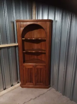 £75 • Buy Lovely Medium Brown Pine Corner Display Bookcase Unit