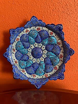 Persian Minakari Copper Plate  Art  Mina Kari Enamel  • $50