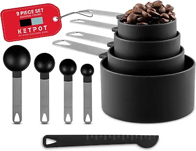 KETPOT 9 Pcs Measuring Cups And Spoons Set 4 Measuring Cups / 4 Measuring Spoon • £11.14
