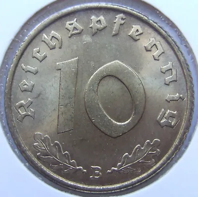 Coin German Reich 3. Rich 10 Reichspfennig 1939 B IN Uncirculated • £81.62