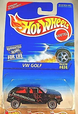 1995 Hot Wheels Blue/White Card #474 VW GOLF Black W/Tampo Variant W/Lace Spokes • $12