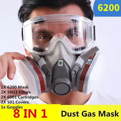 Full Face Gas Mask Chemical Spray Painting Respirator Filter Cartridge Facepiece • $25.99