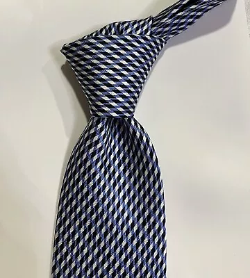 Stefano Ricci Tie Blue & White Luxury Silk Tie Made In Italy • $75