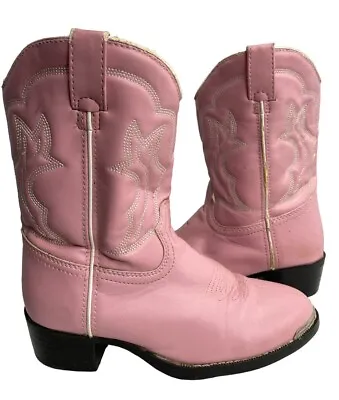 Durango Pink Faux Leather Western Cowboy Boots Big Kids Girls 3 D • $14.30