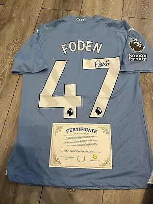 Phil Foden Hand Signed Manchester City Man City Home Shirt With Coa • £89