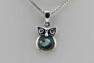 925 Sterling Silver Abalone Owl Necklace With 20  Italian Box Chain • $19
