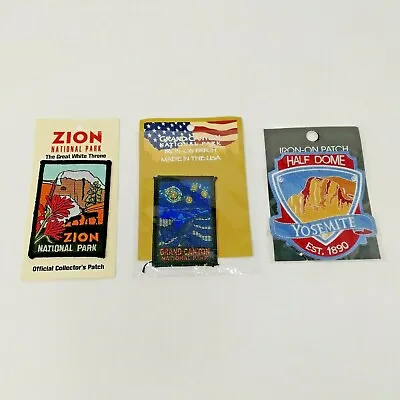 Lot Of 3 Iron On Patches / Badges - Yosemite - Grand Canyon - Zion National Park • $19.97