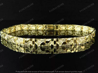 Men's And Ladies 14K Yellow Gold Over Nugget Style Link Designer 8 Inch Bracelet • $255.99