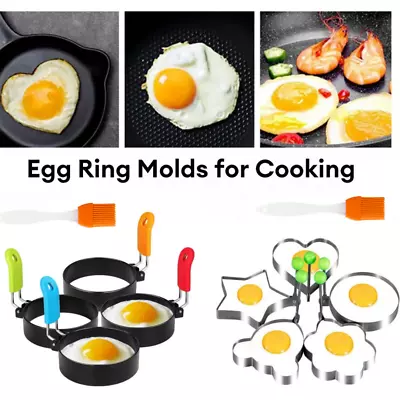 5Pcs Kitchen Fried Egg Stainless Steel/Non Stick Pancake Ring Mold Cooking Tools • £4.59