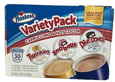 Hostess 30 K Cups Variety Pack Twinkie Snoball Cappuccino Ding Dongs  Hot Cocoa • $26.99