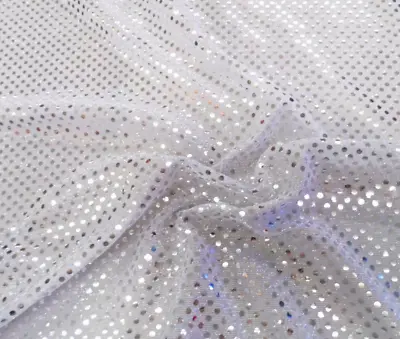 £4.13 • Buy Sequin Jersey Shiny Sparkly Material Fabric Fancy Dress Metallic PER METRE WHITE