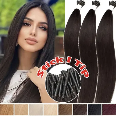 300Strands I-Tip Stick Tip 100% Remy Human Hair Extensions Micro Ring Beads Long • $153.59