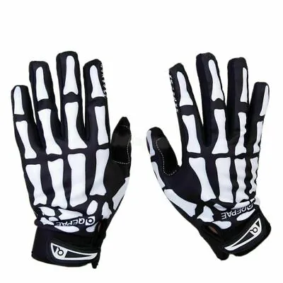 Biker Skeleton Bone Gloves Racing Cycling Motorcycle Mechanics Goth Full Finger • $10.99