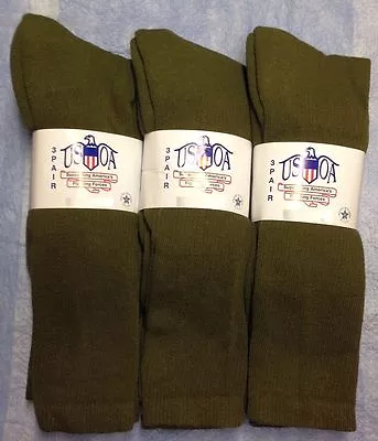 3pr Men's US Army Military Issue Anti-Fungal OTC Boot Socks OD GREEN 9-11 MED • $9.99