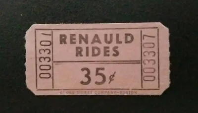 Amusements Renauld Vintage Ride Ticket ~ Fair ~ Carnival  • $7.95